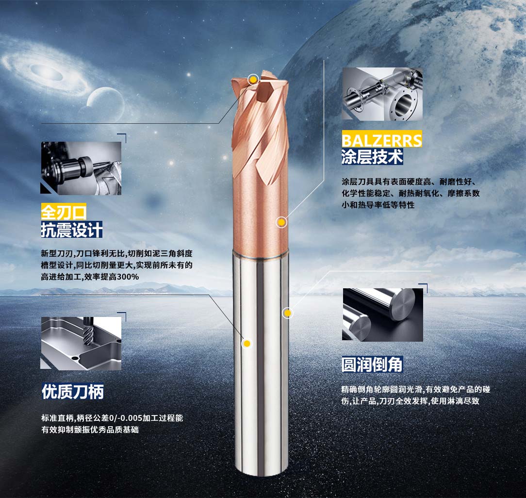 4刃高溫合金圓鼻銑刀