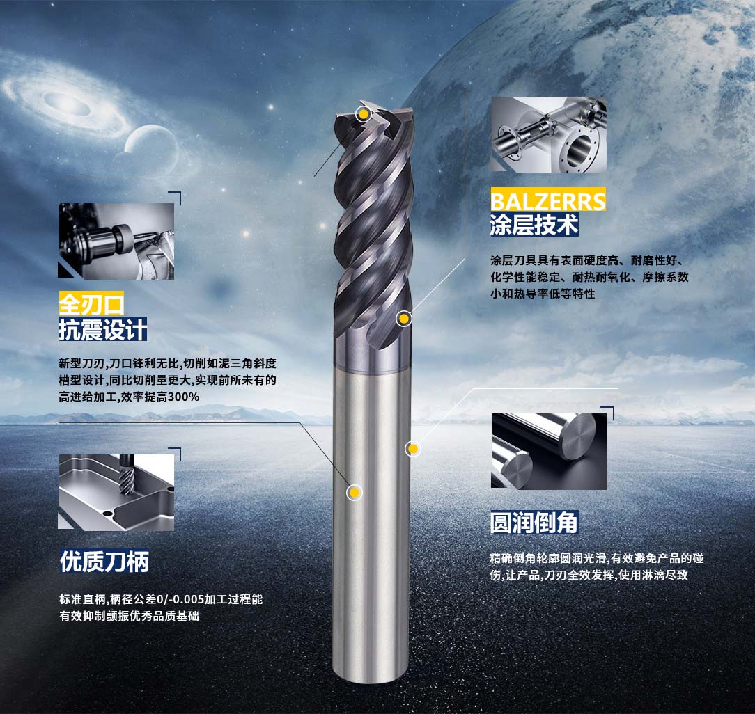 4刃鎳基合金平底銑刀